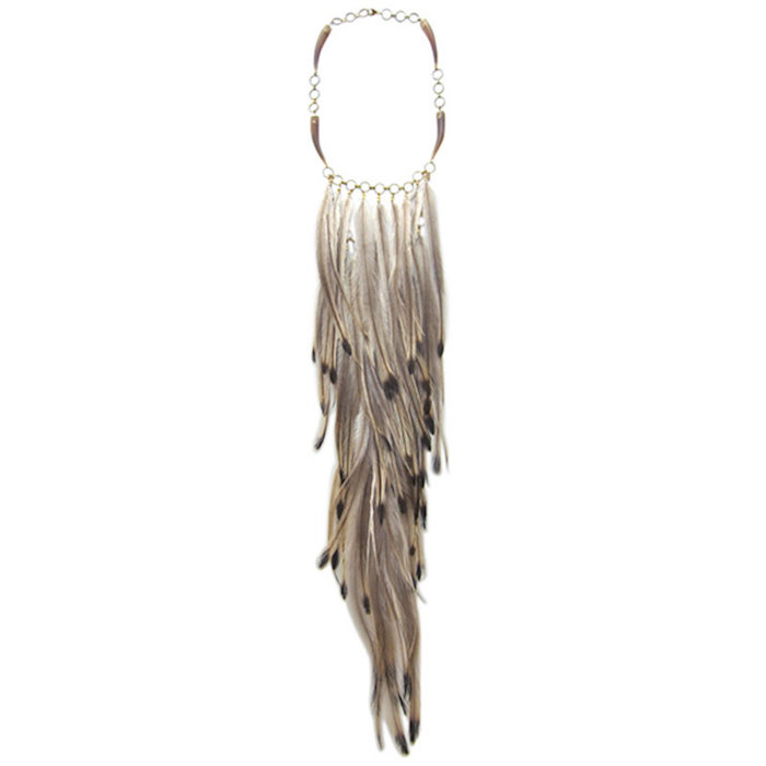ahalife Layered Emu Feather Necklace